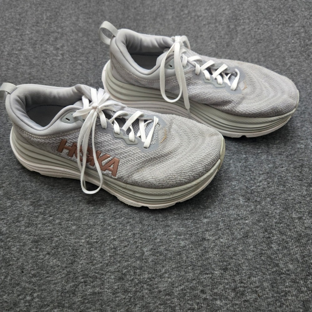 Hoka Gaviota 5 Wide Women Size 9 Grey Rose Gold Running Shoes Athleisure Gym